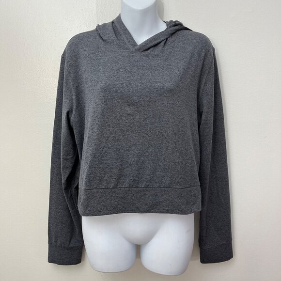 BYLT Essential Cropped Hoodie Charcoal Gray Long Sleeve Top Active Size L - Picture 1 of 7